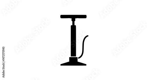 A black and white image of a tire pump