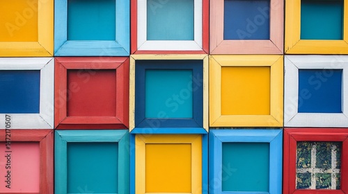 Colorful square frames arranged in a grid pattern.