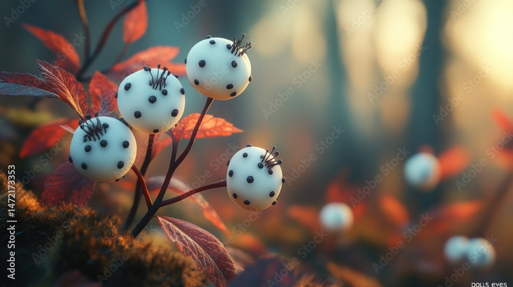 Fototapeta premium Strange, luminous berries in a forest