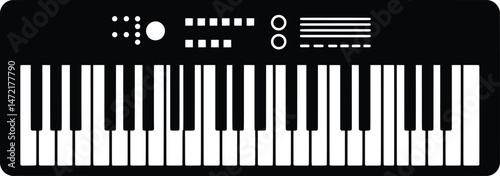 Electronic Keyboard Vector Illustration of Musical Instrument