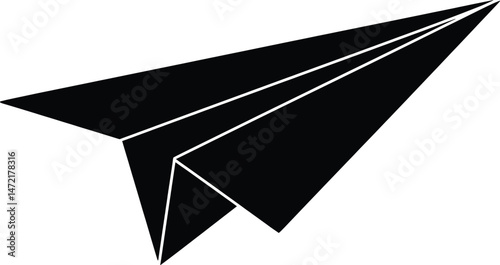 Sleek Black Paper Airplane Vector Graphic A Simple Design