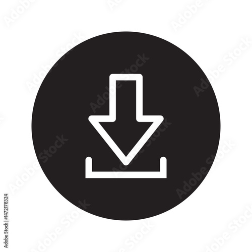 Vector illustration of download icon, isolated file download symbol, software download icon, upload icon, download icon as template for web page design, site or mobile app.