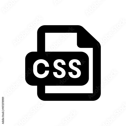 Black and white icon of a css file with rounded corners on a white background in vector format design element