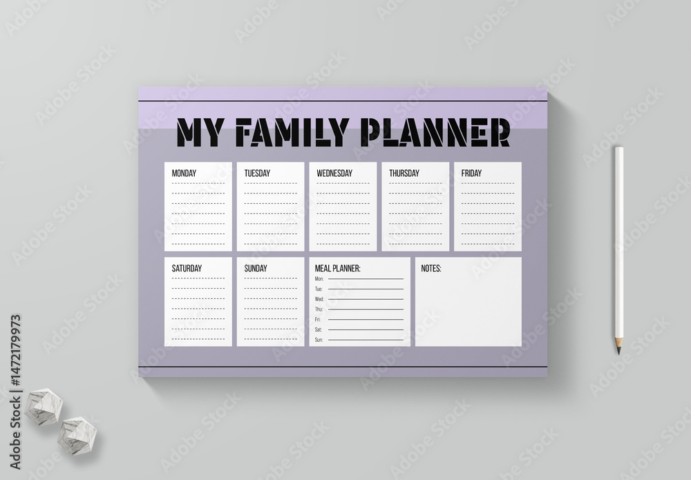 Family Planner Template Layout Stock Template | Adobe Stock