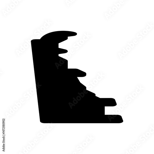 Silhouette of a complex molding profile with curves and steps against a white background showing detail