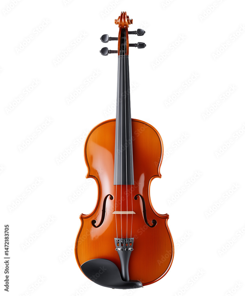 Obraz premium Detailed Hyperrealistic Studio Shot of a Brown Wooden Violin Isolated on Transparent Background
