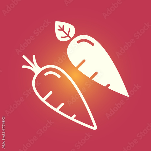 Carrot trendy icon fashionable abstract vector illustration colorful artwork lovely design
