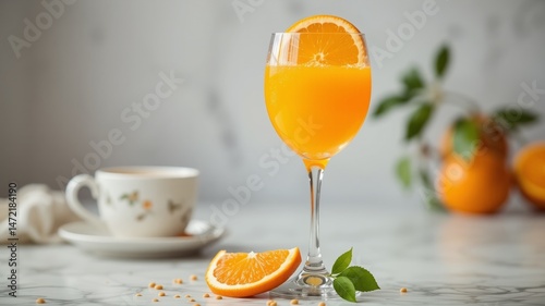 Citrus Breakfast Delight - Orange Juice in Champagne Glass