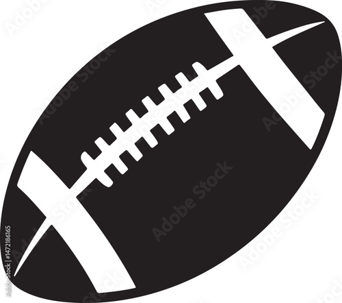 Simple black and white american football illustration for sports and competition design