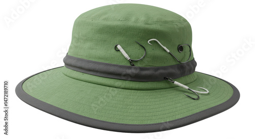 Isolated Fishing Hat with Hooks