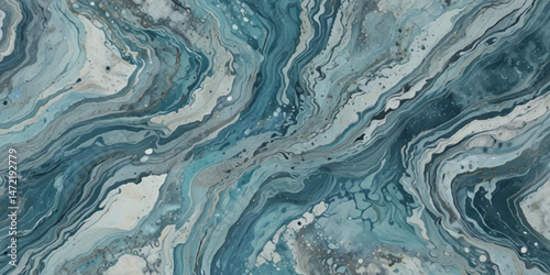 Top and aerial view of wave ocean sea background. Blue and white wavy sea water background.