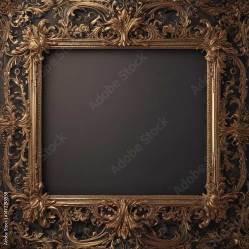 Intricate frame, luxurious damask pattern, elegant design,  silver,  baroque,  texture