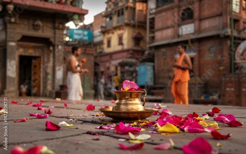 Spring, Varanasi, Uttar Pradesh ,India, Temple offering, rose petals, Nepal
