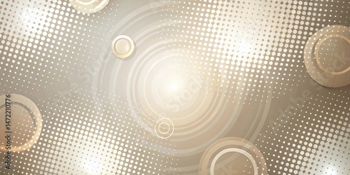 Abstract Beige and White Circular Design with Dotted Patterns