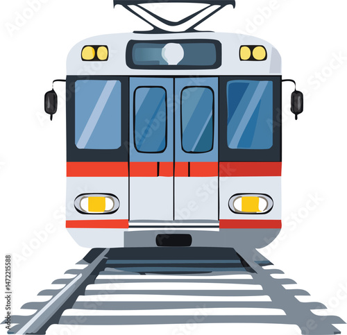 Subway Train Front View Vector - Metro Transportation Icon - City Commuter Graphic - Underground Rail Illustration - Modern Transit Design
