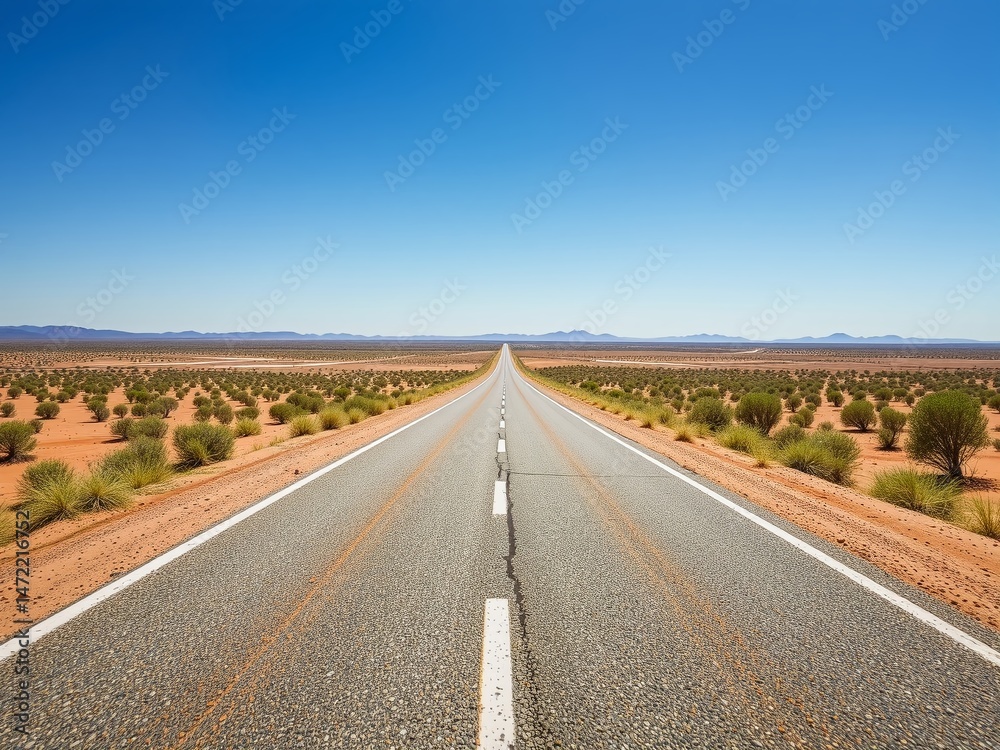 Obraz premium Desert Road Extends to Horizon in Australia