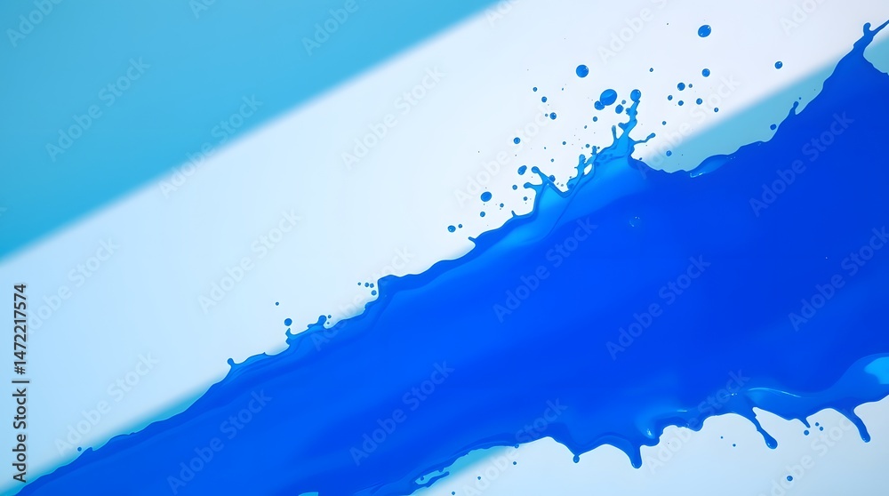 Obraz premium Vibrant blue paint splash on white background. Dynamic fluid motion. Abstract art.