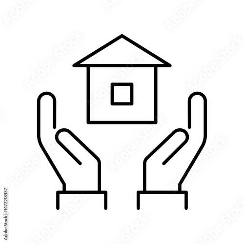 Hand with Home Icon. The Symbol of the company for the construction repair and maintenance of the house. Icon Home on white background. Vector illustration.