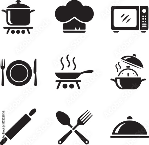 Essential Kitchenware Utensils Silhouette Set

Cooking Tools and Gadgets Vector Design

Minimalist Kitchen Items Silhouette Art

Chef’s Favorite Kitchenware Vector Scene

Pots, Pans & Cutlery Silhouet