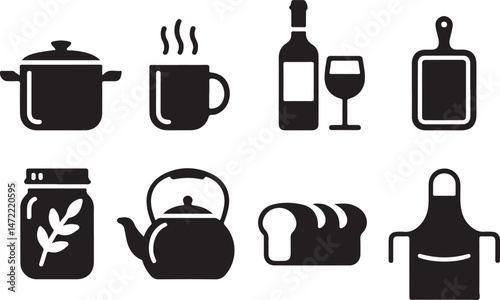 Essential Kitchenware Utensils Silhouette Set

Cooking Tools and Gadgets Vector Design

Minimalist Kitchen Items Silhouette Art

Chef’s Favorite Kitchenware Vector Scene

Pots, Pans & Cutlery Silhouet