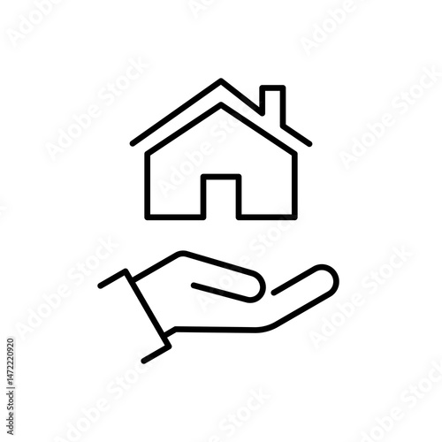Hand with Home Icon. The Symbol of the company for the construction repair and maintenance of the house. Icon Home on white background. Vector illustration.