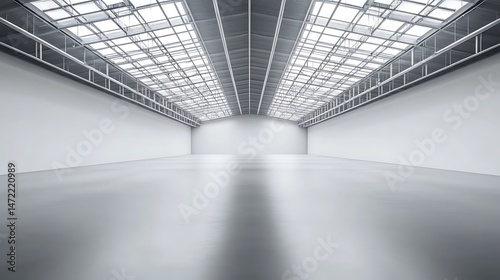Empty modern warehouse interior photo