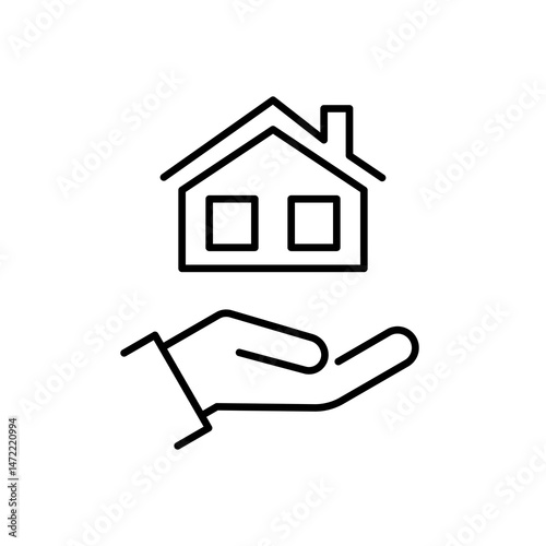 Hand with Home Icon. The Symbol of the company for the construction repair and maintenance of the house. Icon Home on white background. Vector illustration.