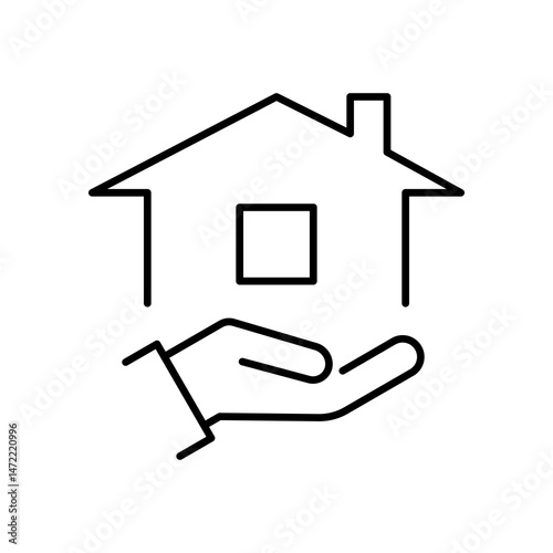 Hand with Home Icon. The Symbol of the company for the construction repair and maintenance of the house. Icon Home on white background. Vector illustration.