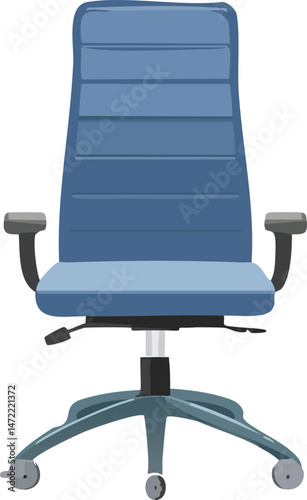 Modern Office Chair with Wheels Vector - Adjustable Ergonomic Seat Illustration - Professional Workspace Furniture - Home Office Equipment - Isolated Executive Chair Design