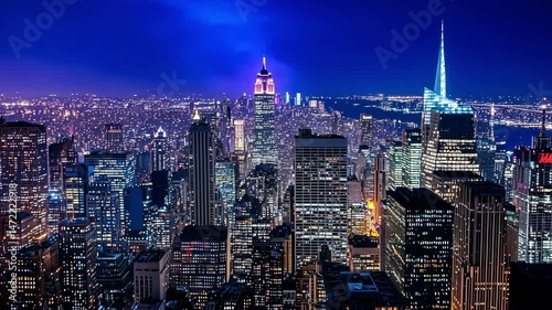 Wallpaper Mural Night aerial view of NYC skyline Torontodigital.ca