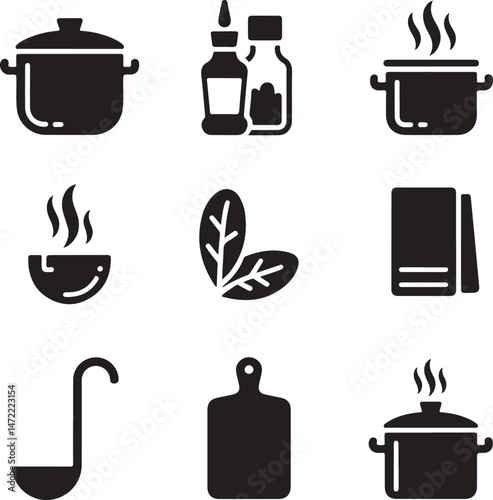 Essential Kitchenware Utensils Silhouette Set

Cooking Tools and Gadgets Vector Design

Minimalist Kitchen Items Silhouette Art

Chef’s Favorite Kitchenware Vector Scene

Pots, Pans & Cutlery Silhouet