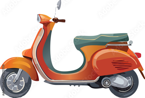 Scooter with Handlebar Vector - Modern City Commuter Graphic - Electric Kickstand Illustration - Micro-Mobility Transport Icon - Isolated Vehicle Design