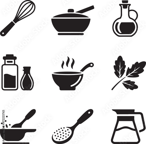 Essential Kitchenware Utensils Silhouette Set

Cooking Tools and Gadgets Vector Design

Minimalist Kitchen Items Silhouette Art

Chef’s Favorite Kitchenware Vector Scene

Pots, Pans & Cutlery Silhouet