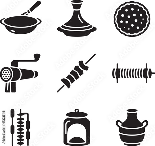 Essential Kitchenware Utensils Silhouette Set

Cooking Tools and Gadgets Vector Design

Minimalist Kitchen Items Silhouette Art

Chef’s Favorite Kitchenware Vector Scene

Pots, Pans & Cutlery Silhouet