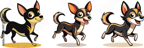 Adorable Chihuahuas running playfully vector illustration 