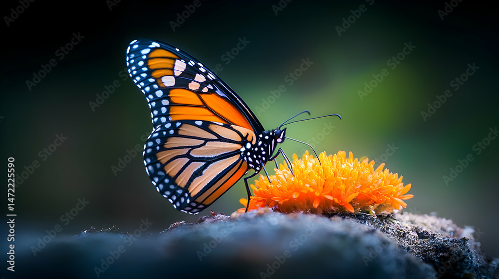 Fototapeta premium Monarch butterfly feasting on a flower