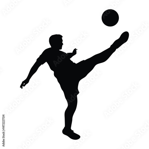 Soccer Player Silhouette Dynamic Kick Action Pose Illustration