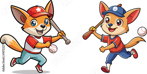 Chihuahua dog playing baseball sports illustration