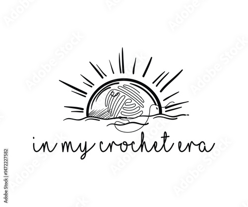 In my crochet era new version, High-quality graphic T-shirt design celebrating the art of crochet with playful text and modern style