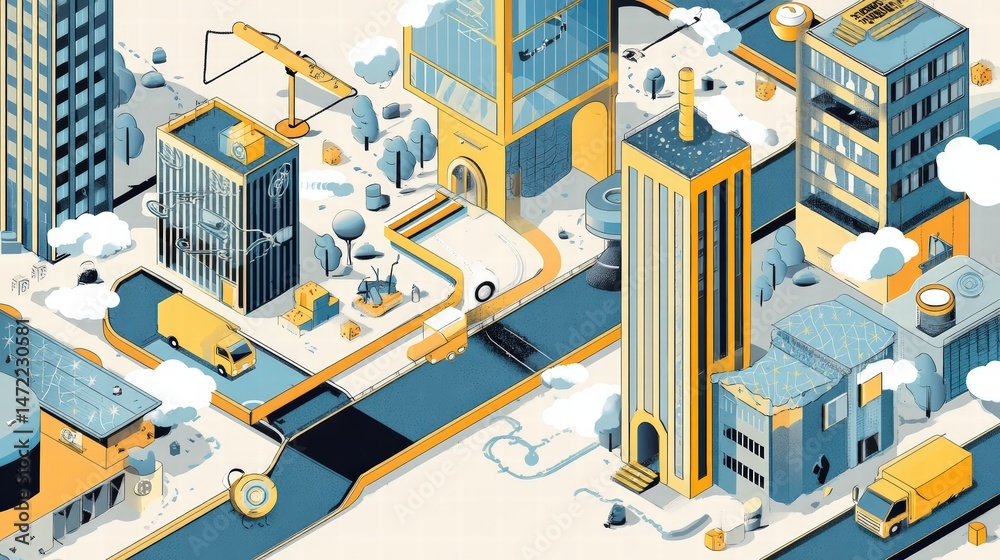 Fototapeta premium Futuristic Cityscape Smart City Logistics and Urban Development