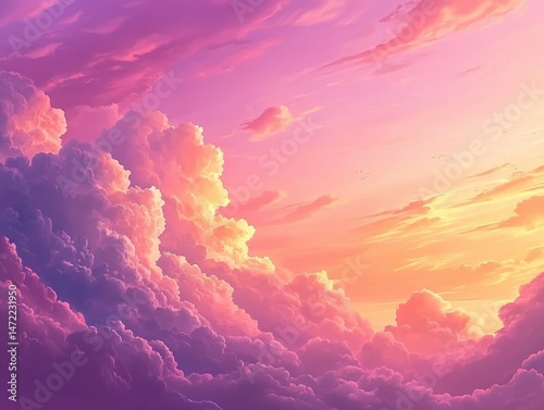 Vibrant Pink Purple Sunset Cloudscape
