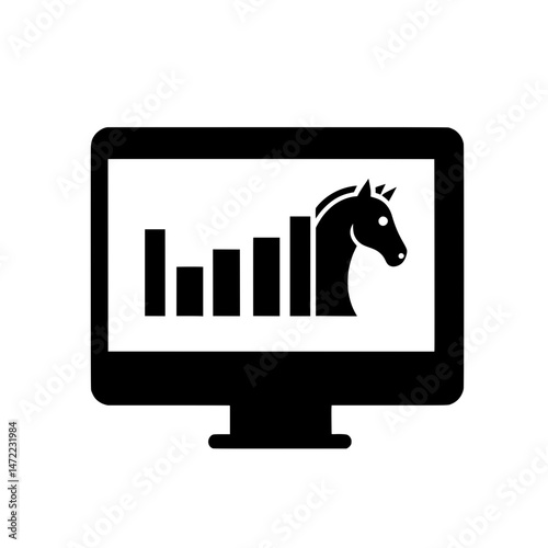 Chess knight icon overlaid on bar chart representing strategy, performance, and analytics