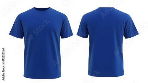 Royal Blue T-Shirt Mockup Front and Back View
