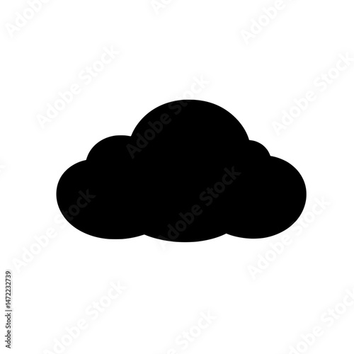 Round cloud icon with bold curves in black silhouette for digital cloud services