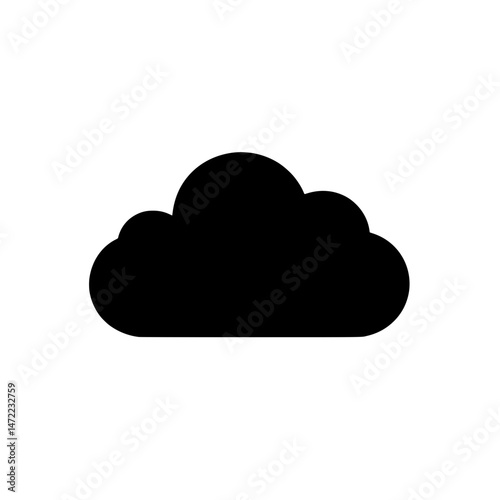 Stylized black cloud icon for use in digital, software, or cloud service design