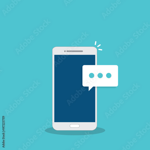 New message notification concept on smartphone. New email pop up. Incoming, open messaging. Chatting, mail, post, letter symbol, sign, emblem with new notification on phone or website