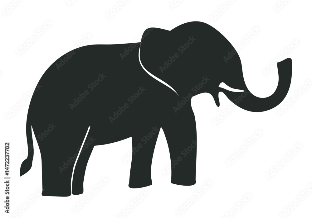 Elephant Silhouette Vector Isolated on White Background Elephant Silhouette Vector Isolated on White Background