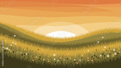 Grassland sunset