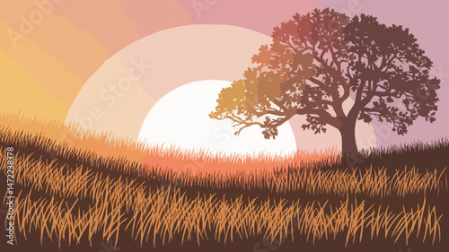 Grassland sunset