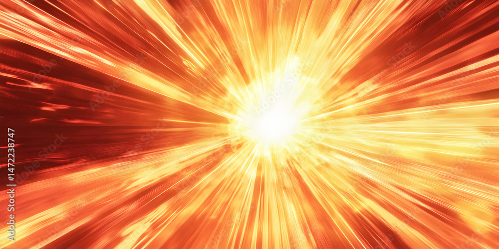 Obraz premium Intense Explosion of Light Rays in Fiery Red and Orange Colors